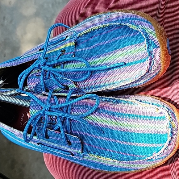 Twisted X #WDM0048 Boat Driving Moc Blue Textile Denim Shoes Women’s Size 10 M - Picture 5 of 7